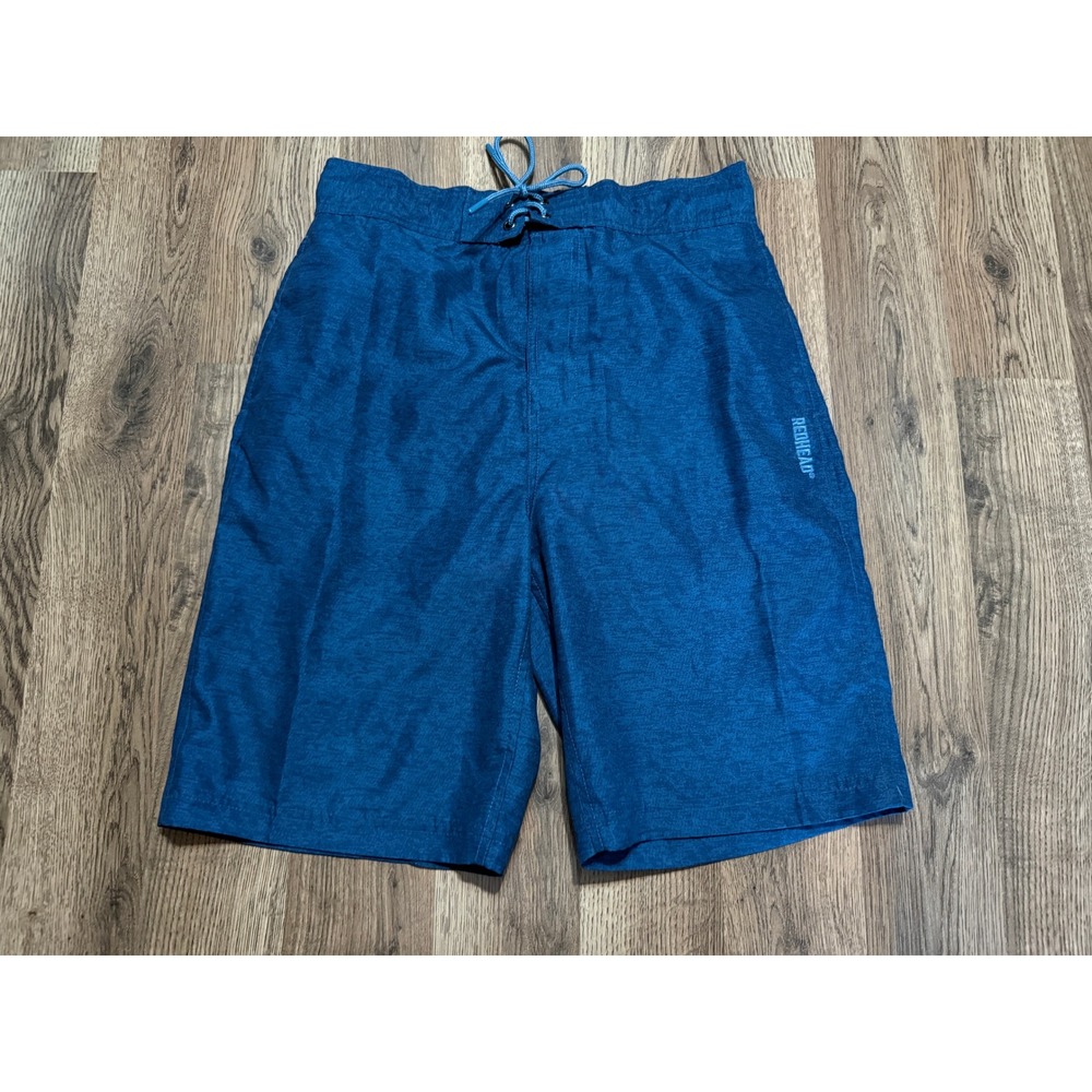 RedHead Mens Blue Heathered Board Shorts Swim Trunks Size Small Drawstring